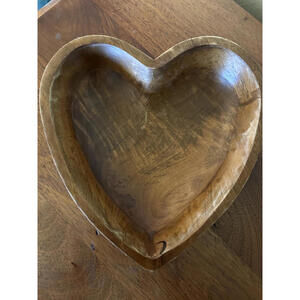 Wooden Heart-Shaped Small Decorative Nesting Bowl 10" (Oness Home)